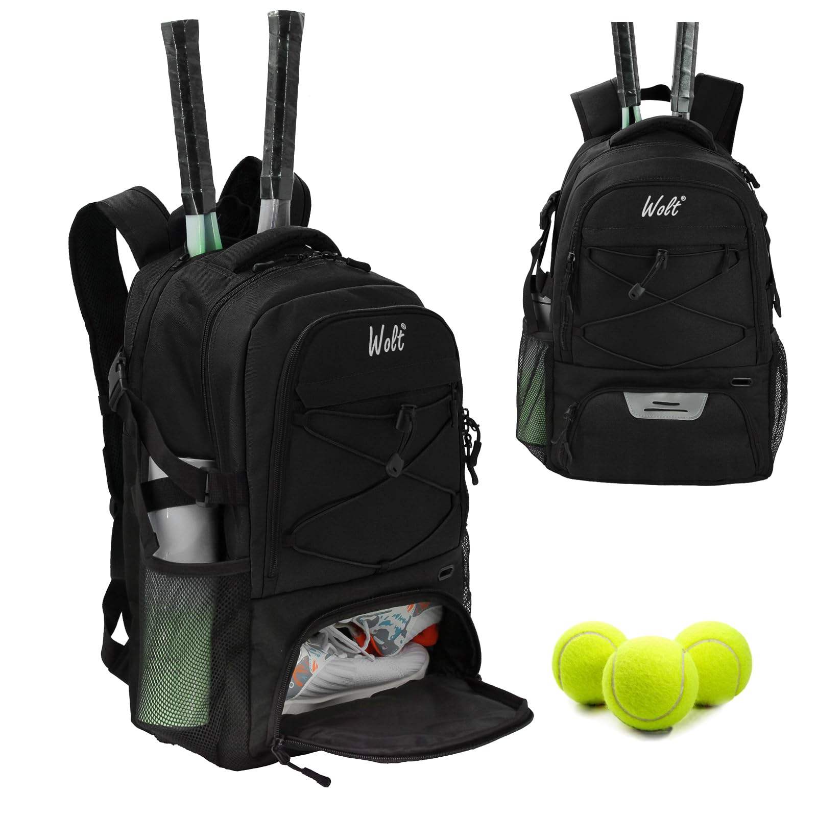 Tennis bag with ventilated shoe compartment
